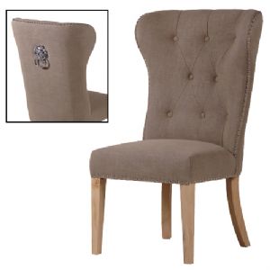 Reeves Beige Buttoned Lion Ring Back Dining Chair